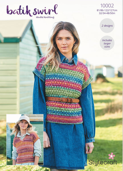 Stylecraft Batik Swirl D/K Ladies Top Knitting Pattern 10002