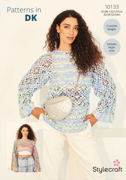 Stylecraft Colourburst DK Crochet Top & Shrug Pattern 10133
