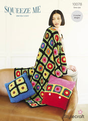 Stylecraft Squeeze Me Crochet Blanket & Cushions Pattern 10078