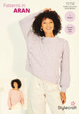 Stylecraft Soft Pastels Aran Sweater Knitting Pattern 10158