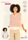 Stylecraft Soft Pastels Aran V Neck Tank Knitting Pattern 10156
