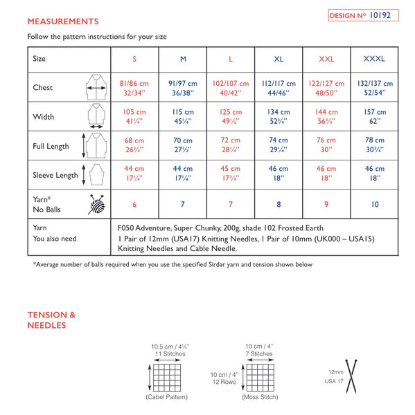 Sirdar Adventure Super Chunky Ladies Cable Jacket Knitting Pattern 10192