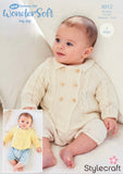 Stylecraft Wondersoft 3ply Baby Cardigan Knitting Pattern 9912