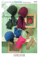 Sirdar Country Style D/K Hats and Gloves Knitting Pattern 5840