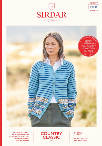 Sirdar Country Classic 4ply Ladies Fairisle Cardigan Knitting Pattern 10129