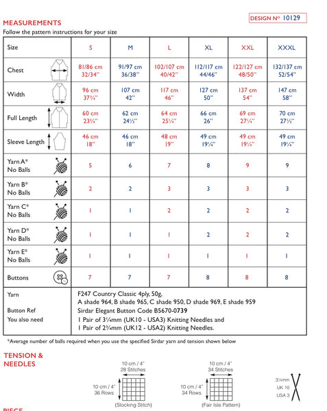 Sirdar Country Classic 4ply Ladies Fairisle Cardigan Knitting Pattern 10129
