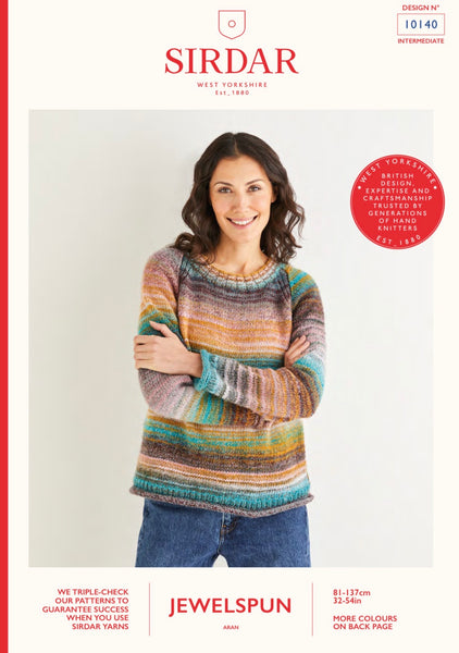 Sirdar Jewelspun Round Neck Sweater Knitting Pattern 10140