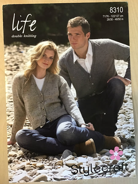 Stylecraft Life D/K Ladies & Mans V Neck Cardigan Knitting Pattern 8310