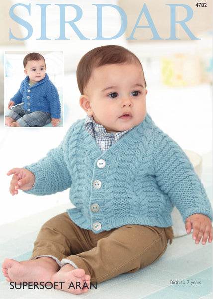 Sirdar Supersoft Aran Cardigan Knitting Pattern Sizes 0-7yrs 4782