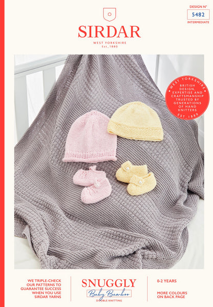 Sirdar Baby Bamboo D/K Blanket, Hats & Shoes Knitting Pattern 5482