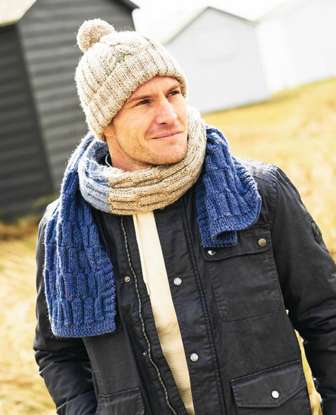 Stylecraft Highland Heathers Aran Men’s Hat & Scarf Knitting Pattern 9878