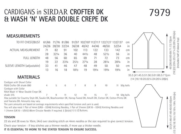 Sirdar Crofter D/K Collared Jacket Knitting Pattern 7979