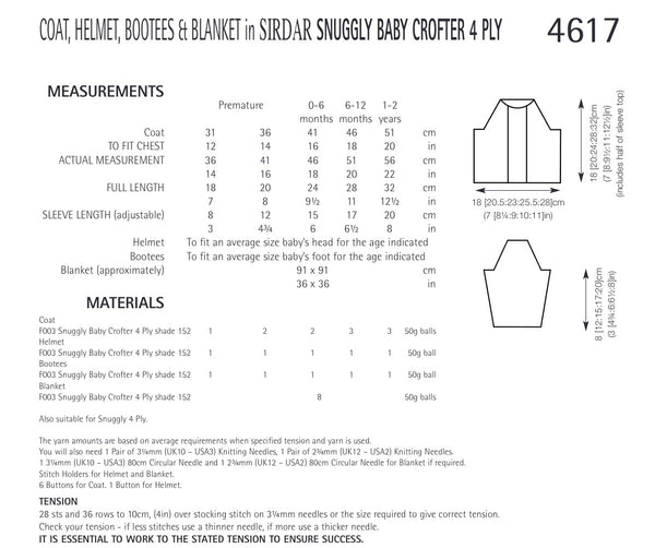 Sirdar Snuggly Baby Crofter 4ply Boys Coat and Blanket Knitting Pattern 4617