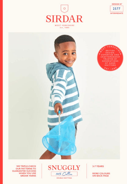 Sirdar Snuggly Cotton D/K Hoodie Knitting Pattern 2577 Size 3-7yrs
