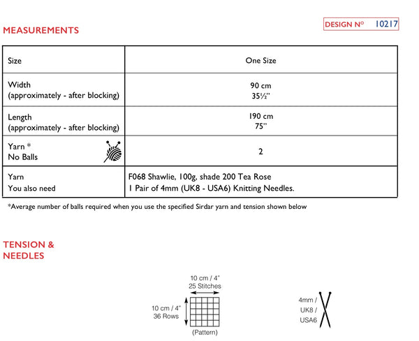 Sirdar Shawlie Knitted Shawl Pattern 10217