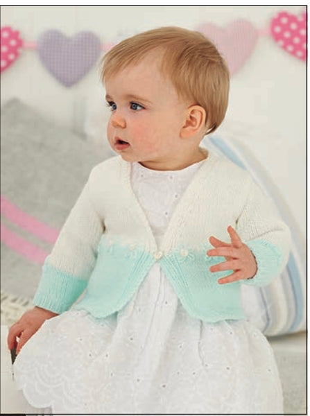 Stylecraft Lullaby Double Knit Cardigan Knitting Pattern 8971