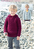 Sirdar Supersoft Aran Boys Sweater & Jacket with Hoods Knitting Pattern Sizes 2-13yrs 2426