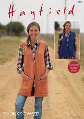 Hayfield Chunky Tweed Ladies Waistcoat Knitting Pattern 7811