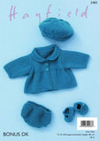 Hayfield Bonus D/K Dolls Jacket, Beret & Shoes Knitting Pattern 2483