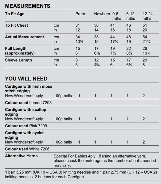 Stylecraft Wondersoft 4ply Baby Cardigan Knitting Pattern 9908