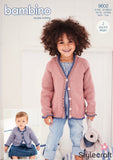 Stylecraft Bambino D/K Girls Cardigan Knitting Pattern 9602