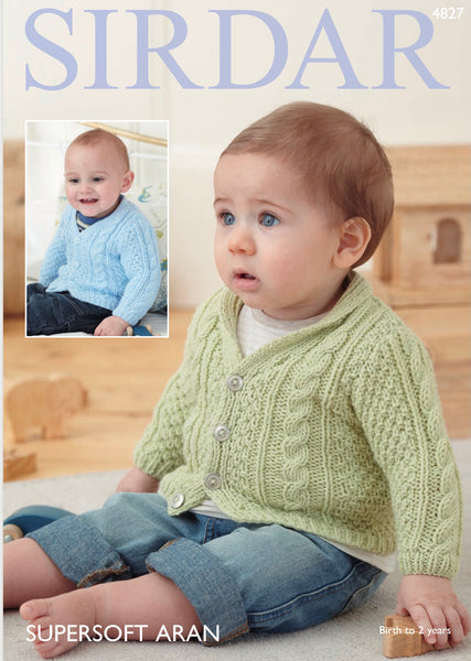 Sirdar Supersoft Aran Cardigan Knitting Pattern 4827